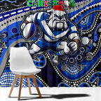 Merry Christmas Bulldogs Window Curtain Aboriginal Santa Rugby Mascot - Canterbury Bankstown