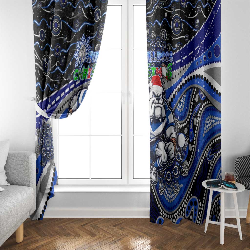 Merry Christmas Bulldogs Window Curtain Aboriginal Santa Rugby Mascot - Canterbury Bankstown