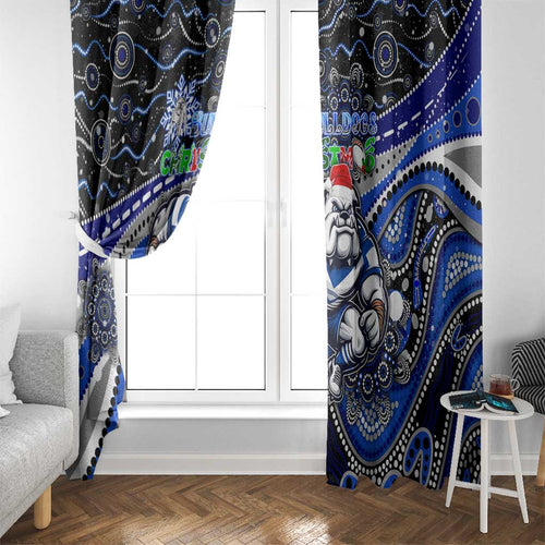 Merry Christmas Bulldogs Window Curtain Aboriginal Santa Rugby Mascot - Canterbury Bankstown