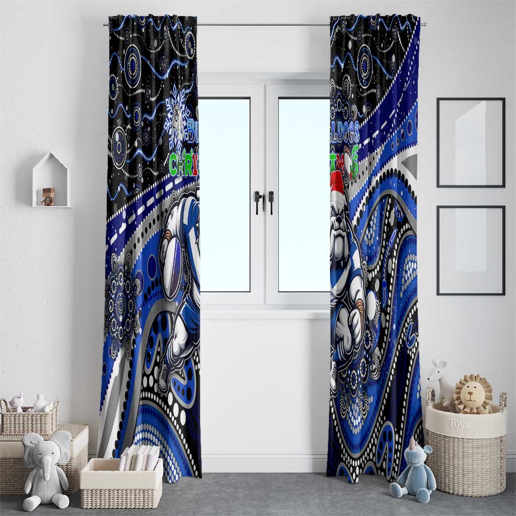Merry Christmas Bulldogs Window Curtain Aboriginal Santa Rugby Mascot - Canterbury Bankstown