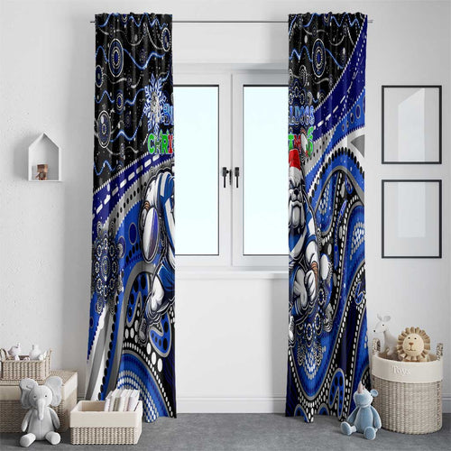 Merry Christmas Bulldogs Window Curtain Aboriginal Santa Rugby Mascot - Canterbury Bankstown