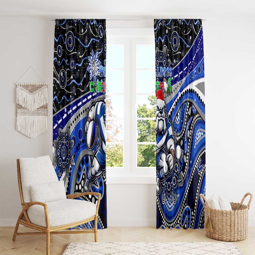 Merry Christmas Bulldogs Window Curtain Aboriginal Santa Rugby Mascot - Canterbury Bankstown