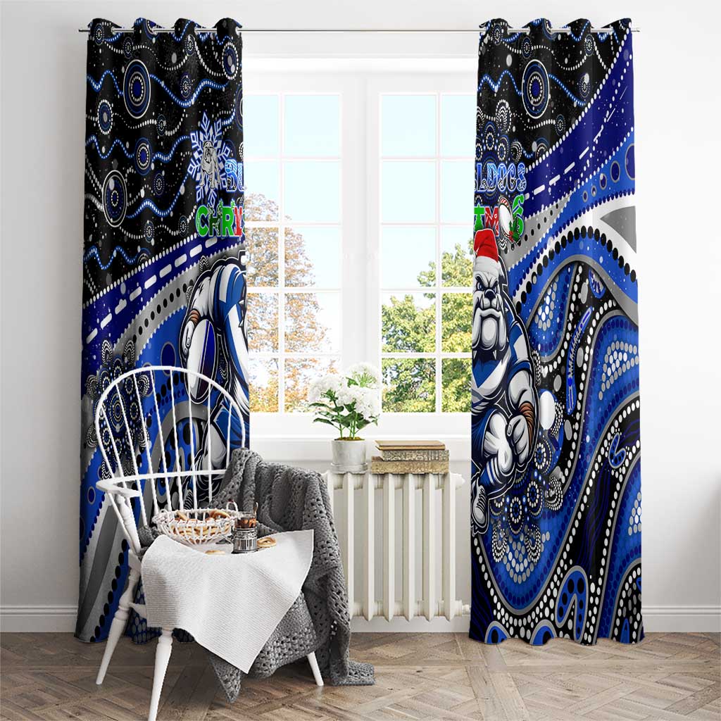 Merry Christmas Bulldogs Window Curtain Aboriginal Santa Rugby Mascot - Canterbury Bankstown