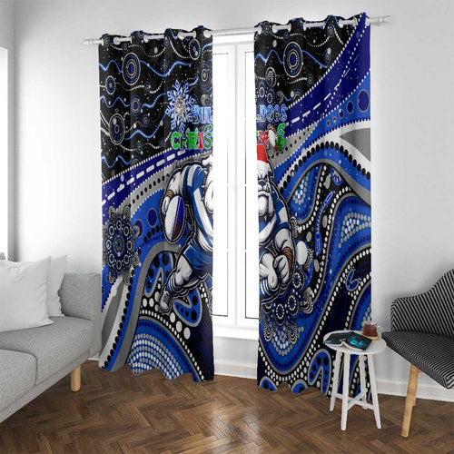 Merry Christmas Bulldogs Window Curtain Aboriginal Santa Rugby Mascot - Canterbury Bankstown