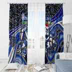 Merry Christmas Bulldogs Window Curtain Aboriginal Santa Rugby Mascot - Canterbury Bankstown