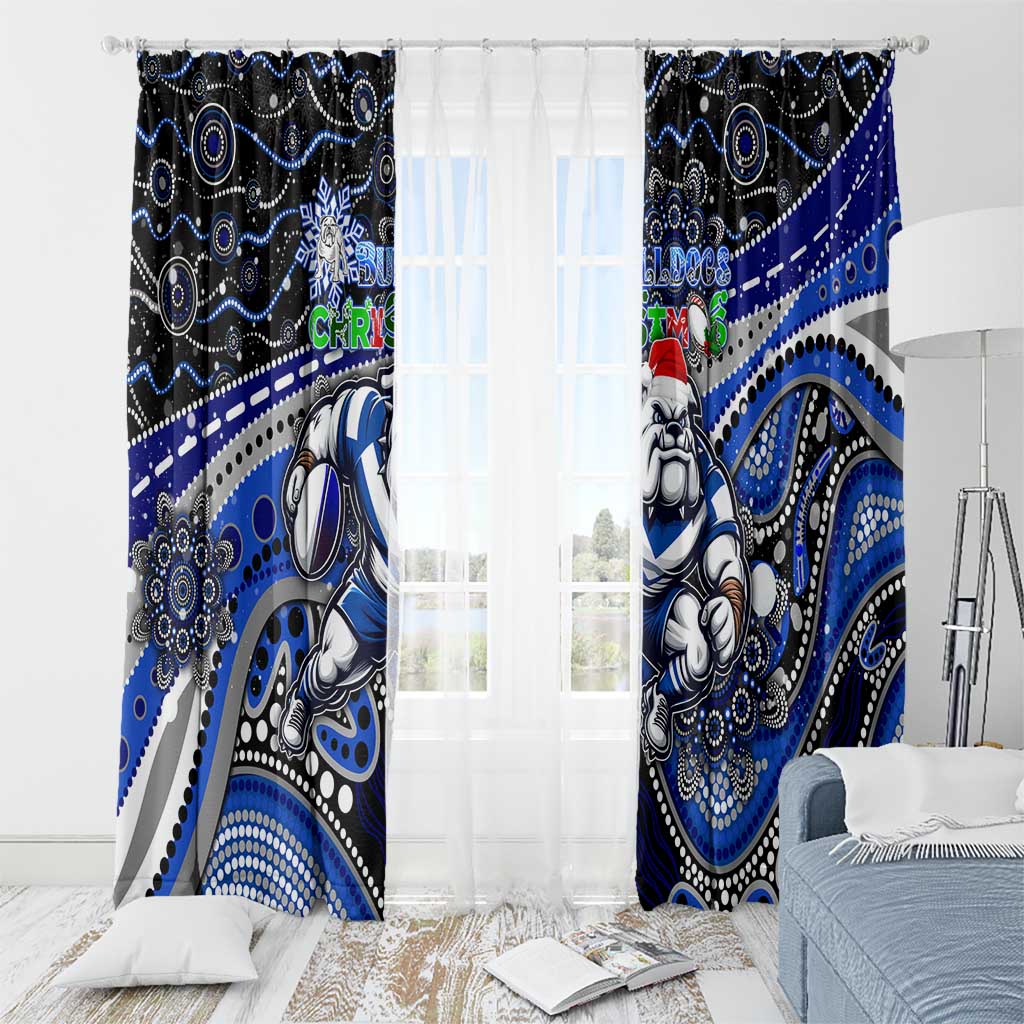 Merry Christmas Bulldogs Window Curtain Aboriginal Santa Rugby Mascot - Canterbury Bankstown