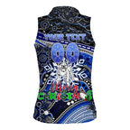 Merry Christmas Bulldogs Women Sleeveless Polo Shirt Aboriginal Santa Rugby Mascot - Canterbury Bankstown
