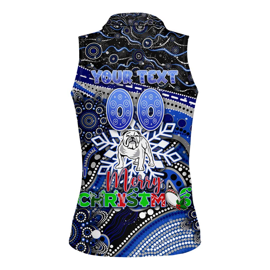 Merry Christmas Bulldogs Women Sleeveless Polo Shirt Aboriginal Santa Rugby Mascot - Canterbury Bankstown