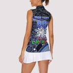 Merry Christmas Bulldogs Women Sleeveless Polo Shirt Aboriginal Santa Rugby Mascot - Canterbury Bankstown