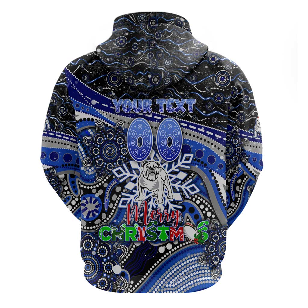 Merry Christmas Bulldogs Zip Hoodie Aboriginal Santa Rugby Mascot - Canterbury Bankstown