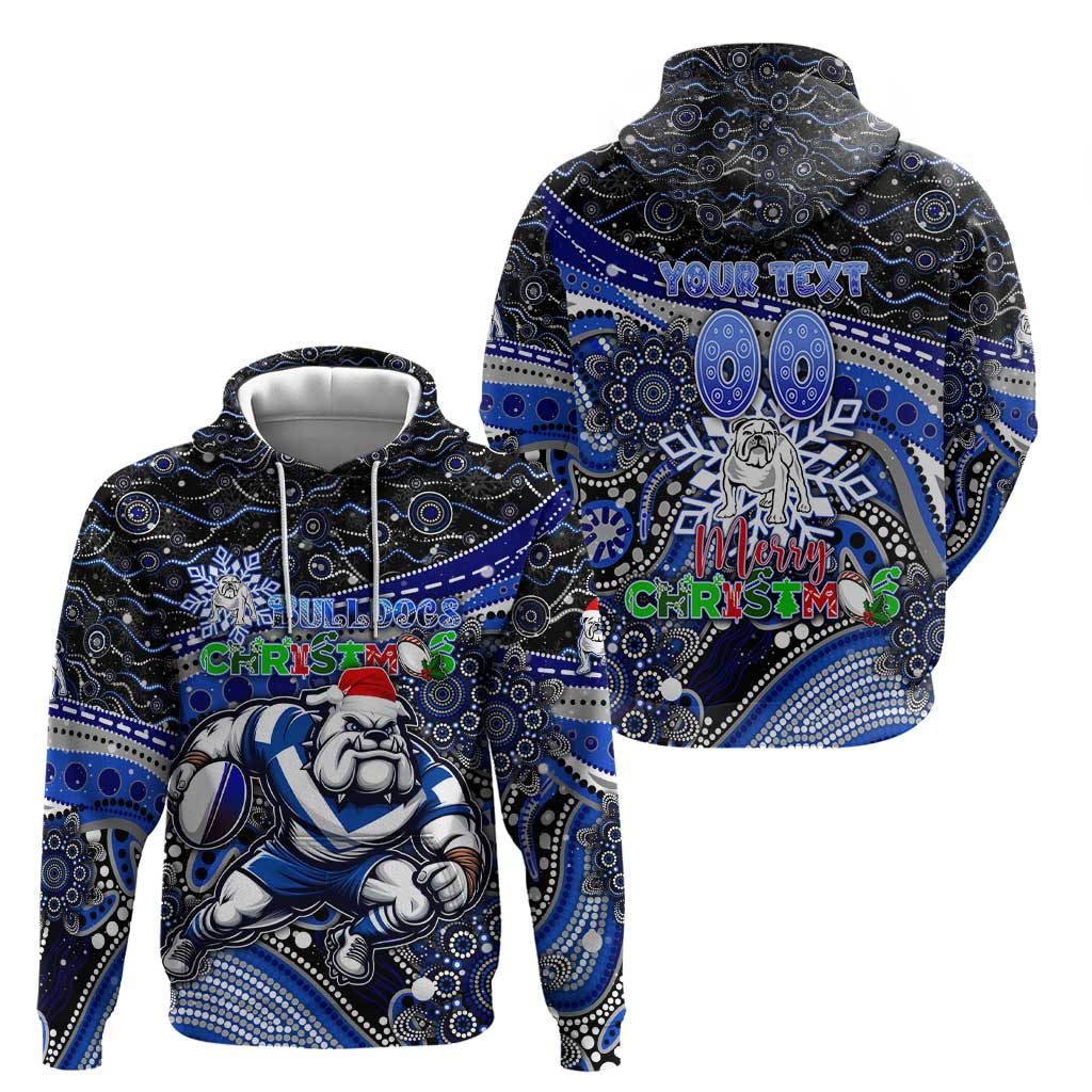 Merry Christmas Bulldogs Zip Hoodie Aboriginal Santa Rugby Mascot - Canterbury Bankstown