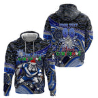 Merry Christmas Bulldogs Zip Hoodie Aboriginal Santa Rugby Mascot - Canterbury Bankstown