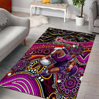 Merry Christmas Broncos Area Rug Aboriginal Santa Rugby Mascot - Brisbane