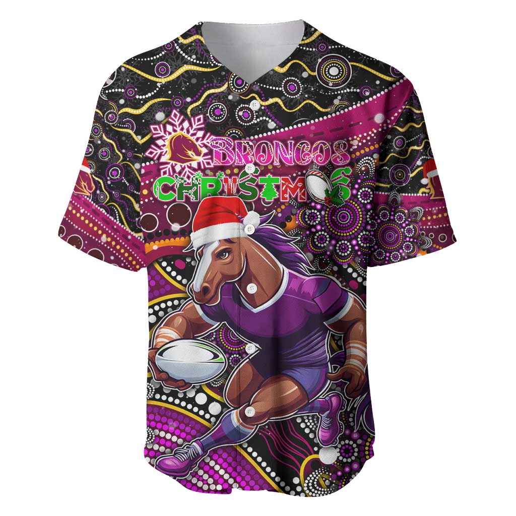 Merry Christmas Broncos Baseball Jersey Aboriginal Santa Rugby Mascot - Brisbane