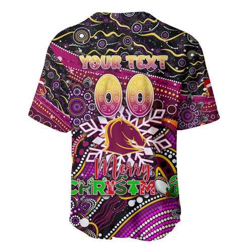 Merry Christmas Broncos Baseball Jersey Aboriginal Santa Rugby Mascot - Brisbane