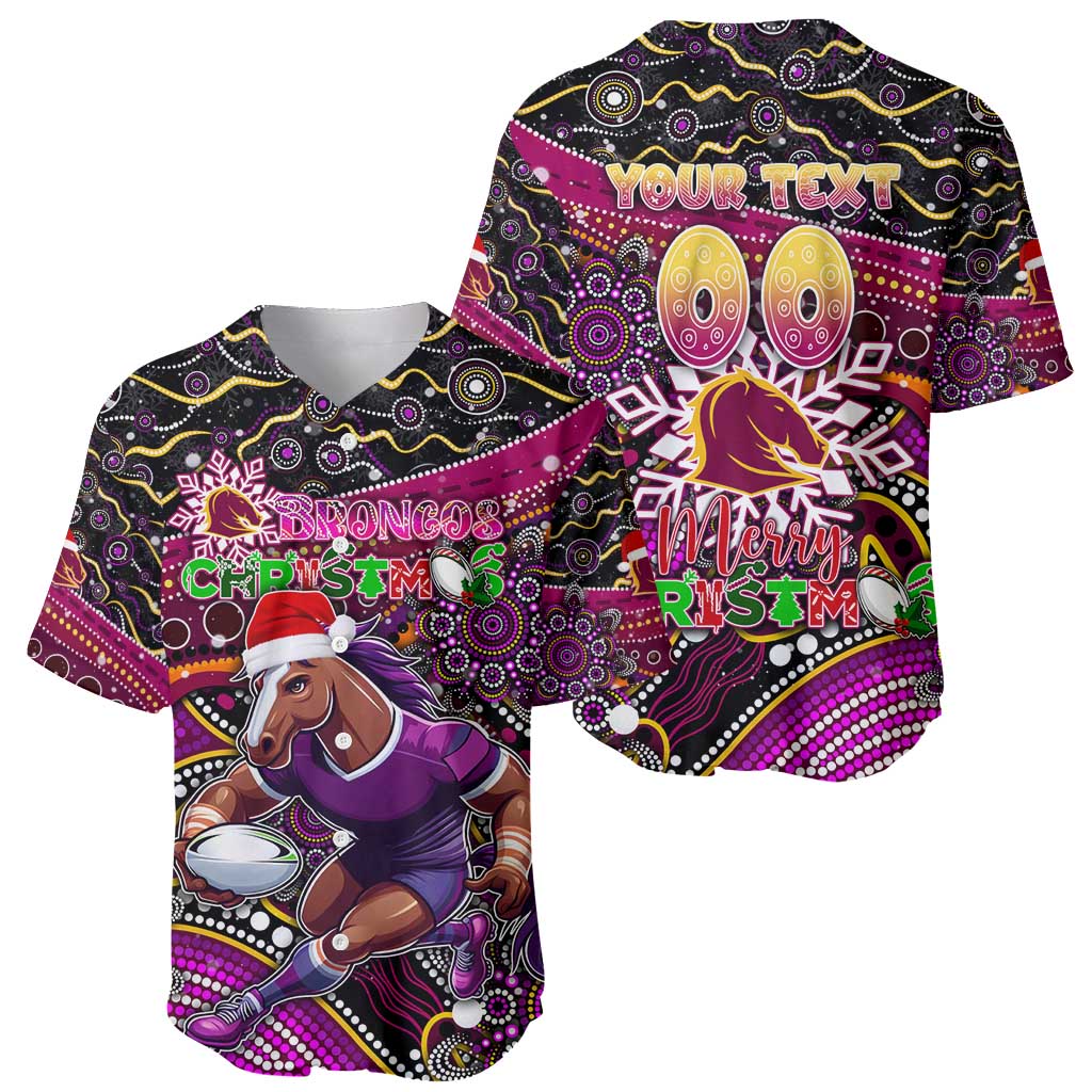 Merry Christmas Broncos Baseball Jersey Aboriginal Santa Rugby Mascot - Brisbane