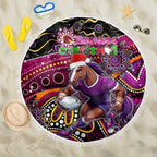 Merry Christmas Broncos Beach Blanket Aboriginal Santa Rugby Mascot - Brisbane