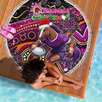 Merry Christmas Broncos Beach Blanket Aboriginal Santa Rugby Mascot - Brisbane