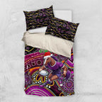Merry Christmas Broncos Bedding Set Aboriginal Santa Rugby Mascot - Brisbane