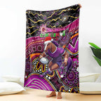Merry Christmas Broncos Blanket Aboriginal Santa Rugby Mascot - Brisbane