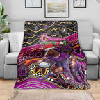 Merry Christmas Broncos Blanket Aboriginal Santa Rugby Mascot - Brisbane