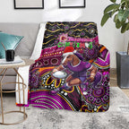 Merry Christmas Broncos Blanket Aboriginal Santa Rugby Mascot - Brisbane