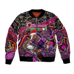 Merry Christmas Broncos Bomber Jacket Aboriginal Santa Rugby Mascot - Brisbane