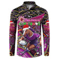 Merry Christmas Broncos Button Sweatshirt Aboriginal Santa Rugby Mascot - Brisbane