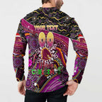Merry Christmas Broncos Button Sweatshirt Aboriginal Santa Rugby Mascot - Brisbane