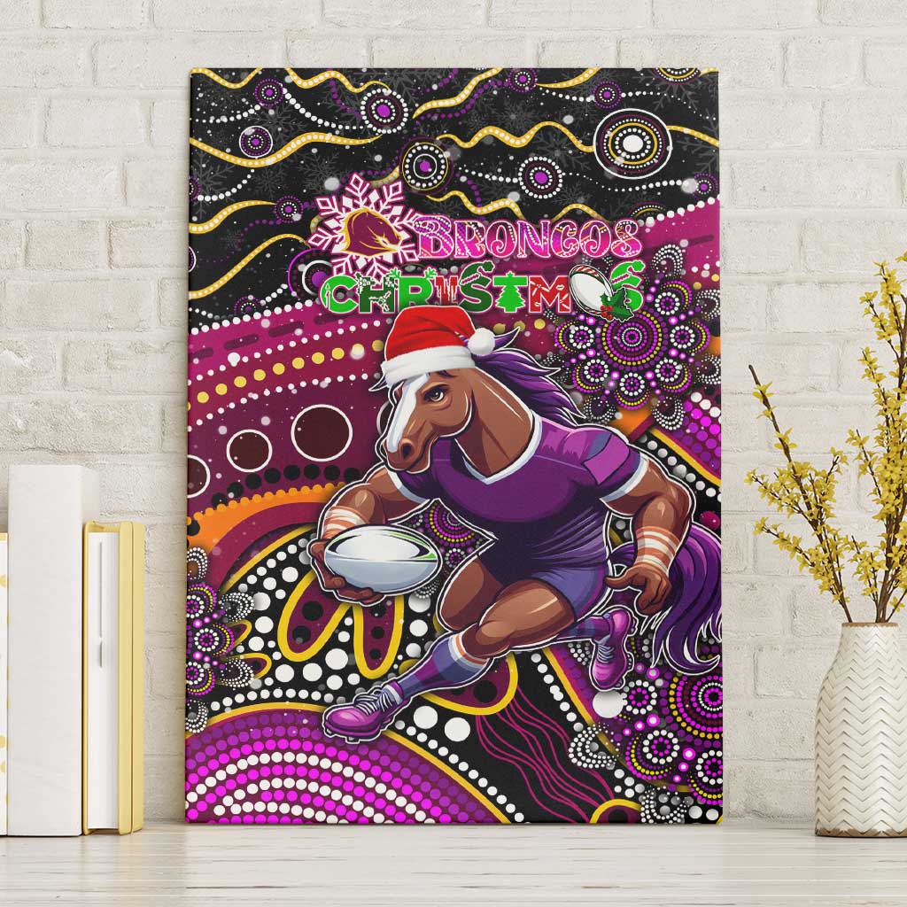 Merry Christmas Broncos Canvas Wall Art Aboriginal Santa Rugby Mascot - Brisbane