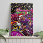 Merry Christmas Broncos Canvas Wall Art Aboriginal Santa Rugby Mascot - Brisbane