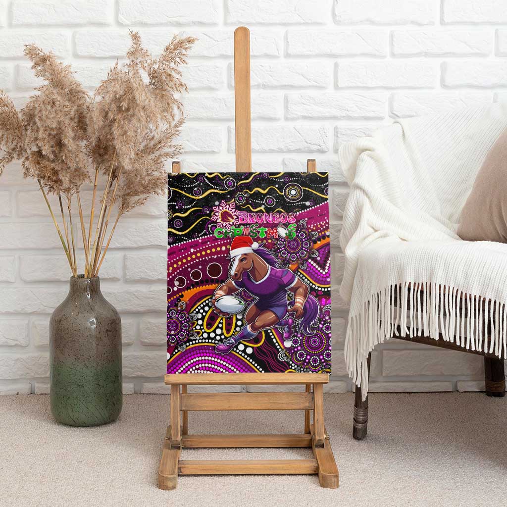 Merry Christmas Broncos Canvas Wall Art Aboriginal Santa Rugby Mascot - Brisbane