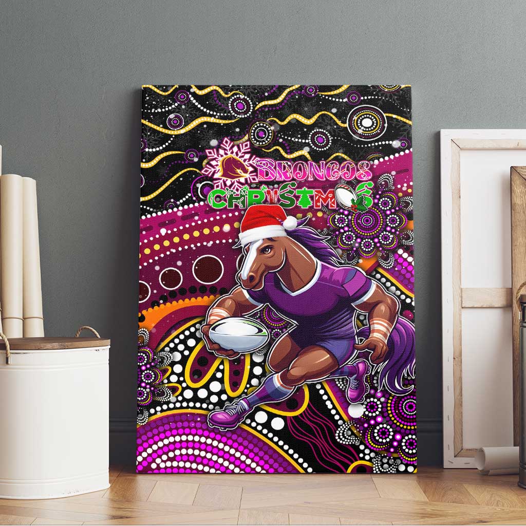 Merry Christmas Broncos Canvas Wall Art Aboriginal Santa Rugby Mascot - Brisbane