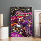 Merry Christmas Broncos Canvas Wall Art Aboriginal Santa Rugby Mascot - Brisbane