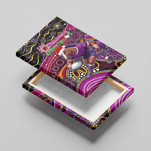 Merry Christmas Broncos Canvas Wall Art Aboriginal Santa Rugby Mascot - Brisbane