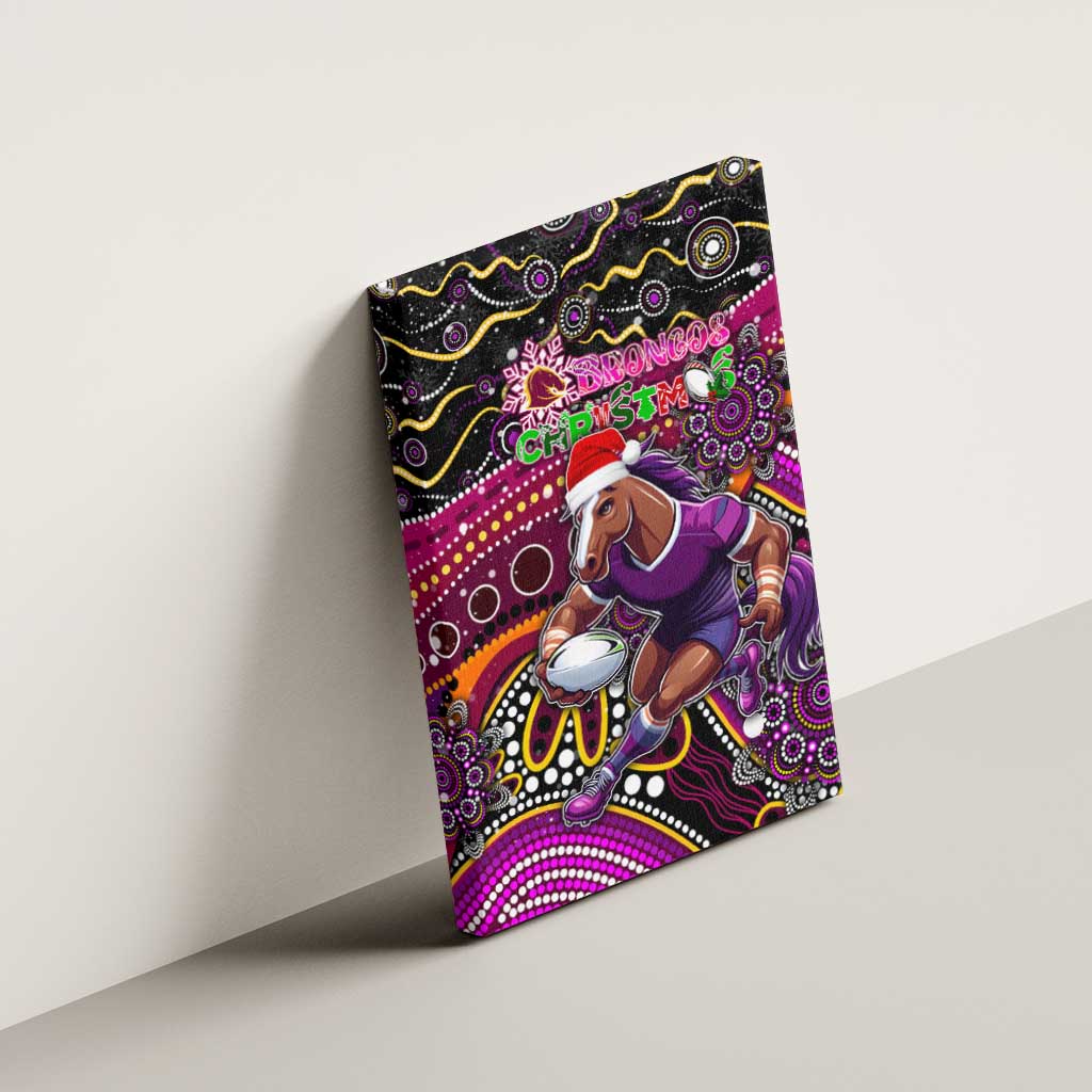 Merry Christmas Broncos Canvas Wall Art Aboriginal Santa Rugby Mascot - Brisbane