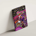Merry Christmas Broncos Canvas Wall Art Aboriginal Santa Rugby Mascot - Brisbane