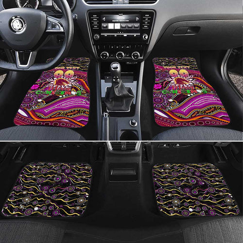 Merry Christmas Broncos Car Mats Aboriginal Santa Rugby Mascot - Brisbane