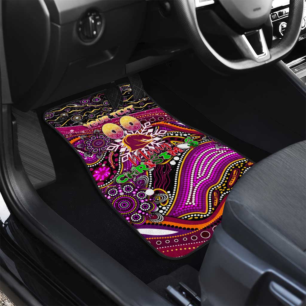 Merry Christmas Broncos Car Mats Aboriginal Santa Rugby Mascot - Brisbane