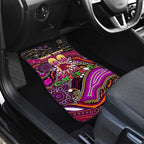 Merry Christmas Broncos Car Mats Aboriginal Santa Rugby Mascot - Brisbane