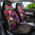 Merry Christmas Broncos Car Seat Cover Aboriginal Santa Rugby Mascot - Brisbane