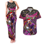 Merry Christmas Broncos Couples Matching Tank Maxi Dress and Hawaiian Shirt Aboriginal Santa Rugby Mascot - Brisbane