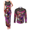 Merry Christmas Broncos Couples Matching Tank Maxi Dress and Long Sleeve Button Shirt Aboriginal Santa Rugby Mascot - Brisbane