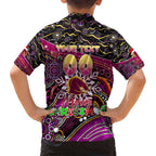 Merry Christmas Broncos Family Matching Long Sleeve Bodycon Dress and Hawaiian Shirt Aboriginal Santa Rugby Mascot - Brisbane
