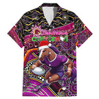 Merry Christmas Broncos Family Matching Mermaid Dress and Hawaiian Shirt Aboriginal Santa Rugby Mascot - Brisbane