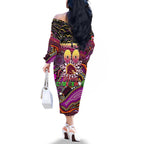 Merry Christmas Broncos Family Matching Off The Shoulder Long Sleeve Dress and Hawaiian Shirt Aboriginal Santa Rugby Mascot - Brisbane