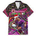 Merry Christmas Broncos Family Matching Summer Maxi Dress and Hawaiian Shirt Aboriginal Santa Rugby Mascot - Brisbane