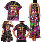 Merry Christmas Broncos Family Matching Tank Maxi Dress and Hawaiian Shirt Aboriginal Santa Rugby Mascot - Brisbane