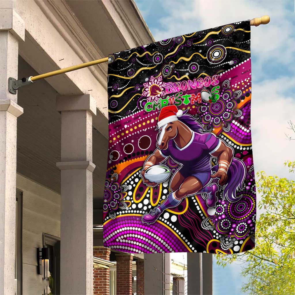 Merry Christmas Broncos Garden Flag Aboriginal Santa Rugby Mascot - Brisbane