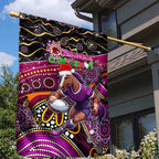 Merry Christmas Broncos Garden Flag Aboriginal Santa Rugby Mascot - Brisbane